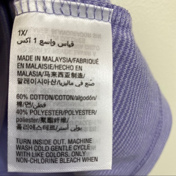 NWT Sz 1X Karen Scott purple tee with white detail - Picture 7 of 10